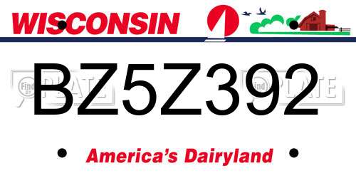 BZ5Z392 Wisconsin License Plate