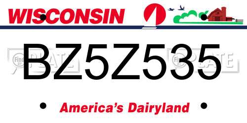 BZ5Z535 Wisconsin License Plate