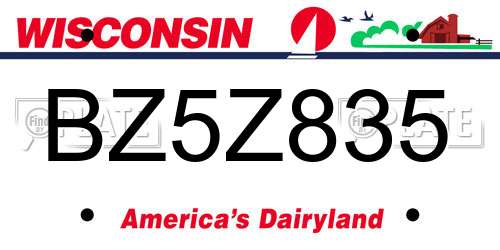 BZ5Z835 Wisconsin License Plate