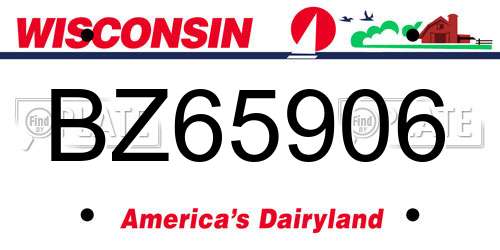 BZ65906 Wisconsin License Plate