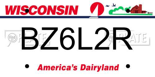 BZ6L2R Wisconsin License Plate