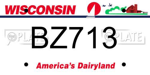 BZ713 Wisconsin License Plate