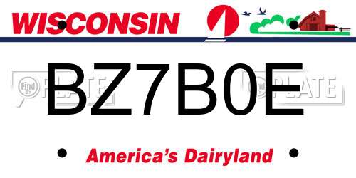 BZ7B0E Wisconsin License Plate