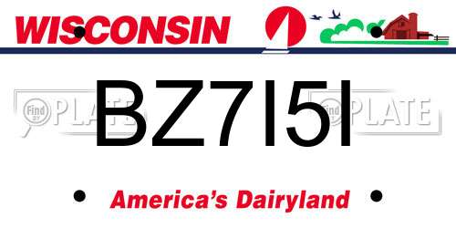 BZ7I5I Wisconsin License Plate
