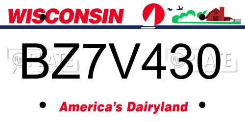 BZ7V430 Wisconsin License Plate