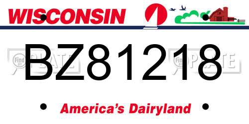 BZ81218 Wisconsin License Plate