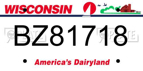 BZ81718 Wisconsin License Plate