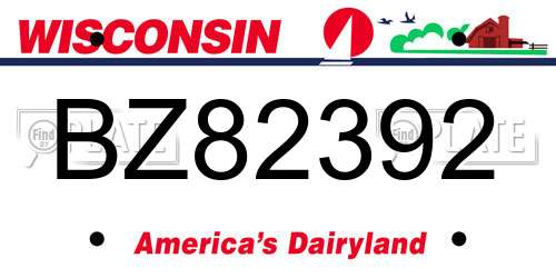BZ82392 Wisconsin License Plate