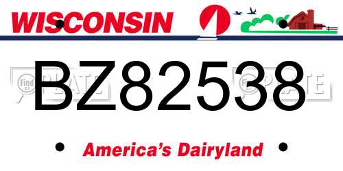 BZ82538 Wisconsin License Plate