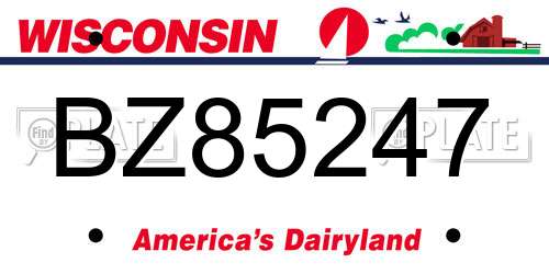 BZ85247 Wisconsin License Plate