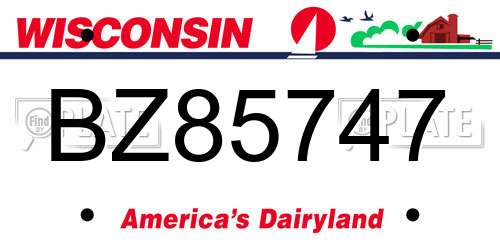 BZ85747 Wisconsin License Plate