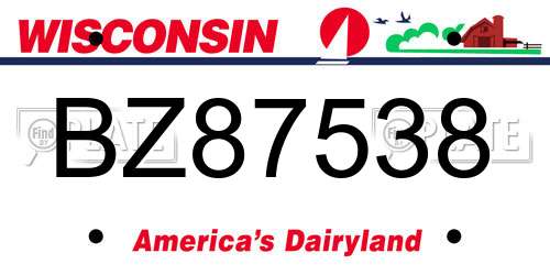 BZ87538 Wisconsin License Plate