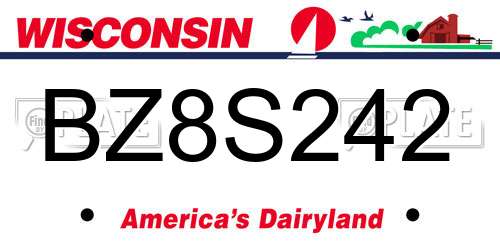 BZ8S242 Wisconsin License Plate