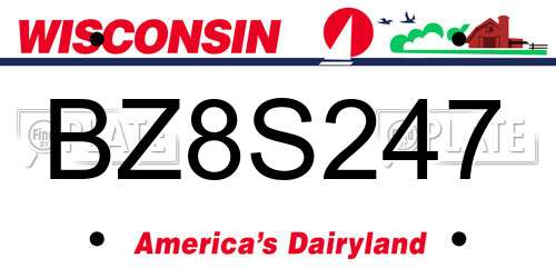 BZ8S247 Wisconsin License Plate
