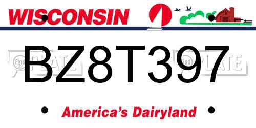 BZ8T397 Wisconsin License Plate