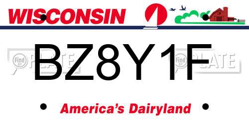 BZ8Y1F Wisconsin License Plate