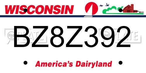BZ8Z392 Wisconsin License Plate