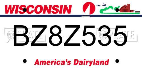 BZ8Z535 Wisconsin License Plate