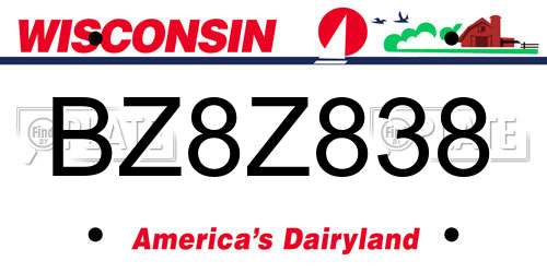 BZ8Z838 Wisconsin License Plate