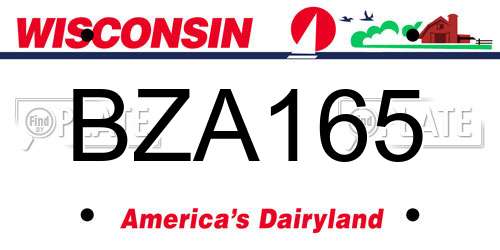 BZA165 Wisconsin License Plate