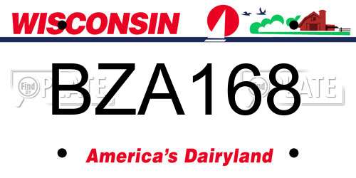 BZA168 Wisconsin License Plate