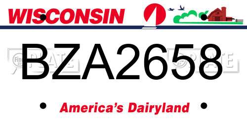 BZA2658 Wisconsin License Plate