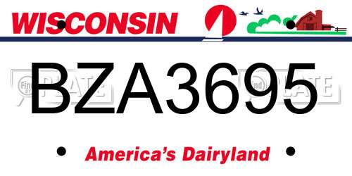 BZA3695 Wisconsin License Plate