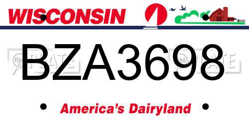 BZA3698 Wisconsin License Plate