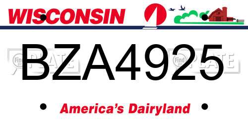 BZA4925 Wisconsin License Plate