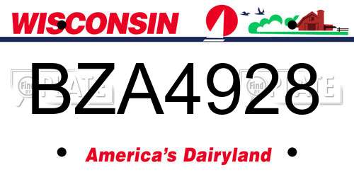 BZA4928 Wisconsin License Plate