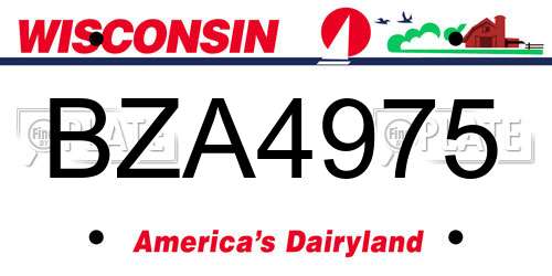 BZA4975 Wisconsin License Plate