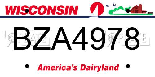 BZA4978 Wisconsin License Plate
