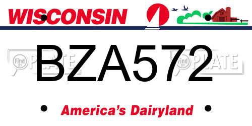 BZA572 Wisconsin License Plate