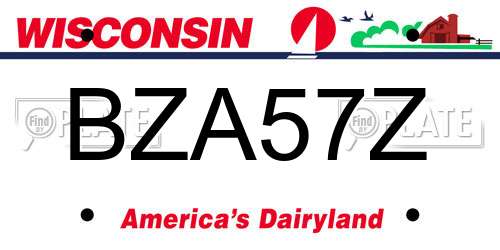 BZA57Z Wisconsin License Plate