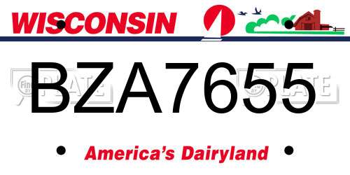 BZA7655 Wisconsin License Plate