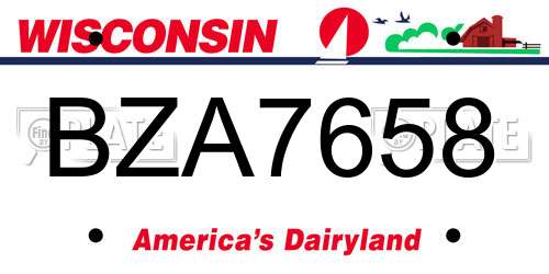 BZA7658 Wisconsin License Plate