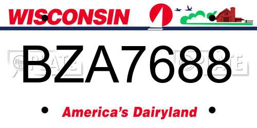 BZA7688 Wisconsin License Plate