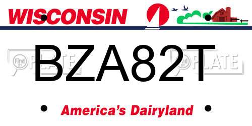 BZA82T Wisconsin License Plate