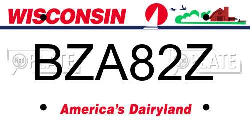 BZA82Z Wisconsin License Plate