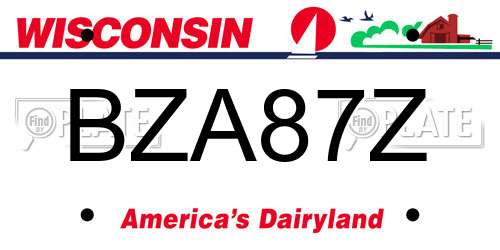 BZA87Z Wisconsin License Plate