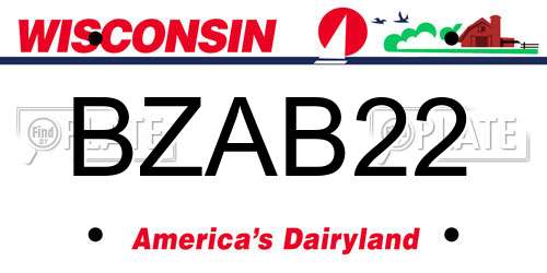 BZAB22 Wisconsin License Plate