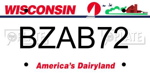 BZAB72 Wisconsin License Plate