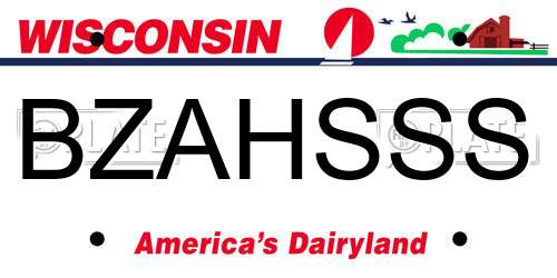 BZAHSSS Wisconsin License Plate