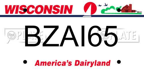 BZAI65 Wisconsin License Plate