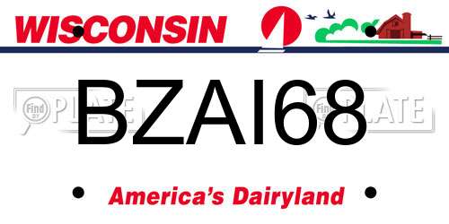 BZAI68 Wisconsin License Plate