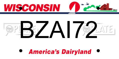 BZAI72 Wisconsin License Plate