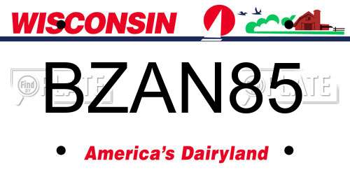 BZAN85 Wisconsin License Plate