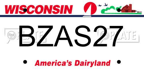 BZAS27 Wisconsin License Plate