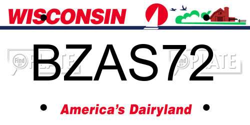 BZAS72 Wisconsin License Plate