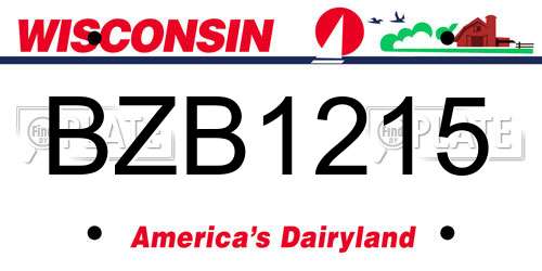BZB1215 Wisconsin License Plate